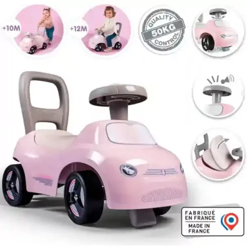 Smoby 2 az 1-ben bébitaxi és járássegítő dudával, rózsaszín