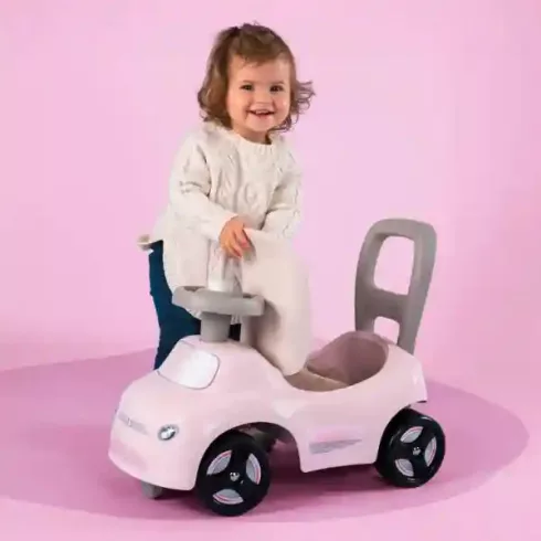 Smoby 2 az 1-ben bébitaxi és járássegítő dudával, rózsaszín