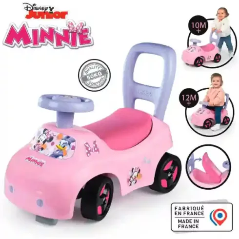 Smoby 2 az 1-ben Minnie egér bébitaxi és járássegítő, rózsaszín, Disney Junior