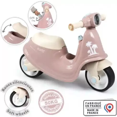 Smoby lábbal hajtós játék motor, Vespa robogó, rózsaszín