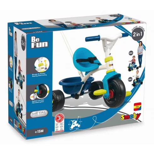 Smoby 740323 Be Fun pedálos fém tricikli - kék