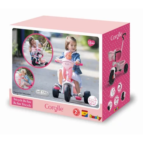 Smoby 740329 Be Fun Corolle pedálos fém tricikli kosárral