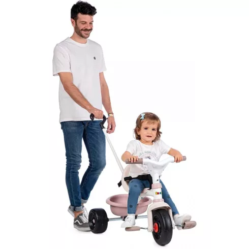 Smoby Be Fun pedálos fém tricikli szülőkarral - rózsaszín
