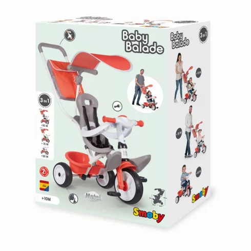 Smoby 741105 Baby Balade pedálos fém tricikli napellenzővel