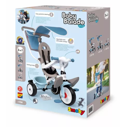 Smoby 741400 Baby Balade Plus pedálos fém tricikli napellenzővel