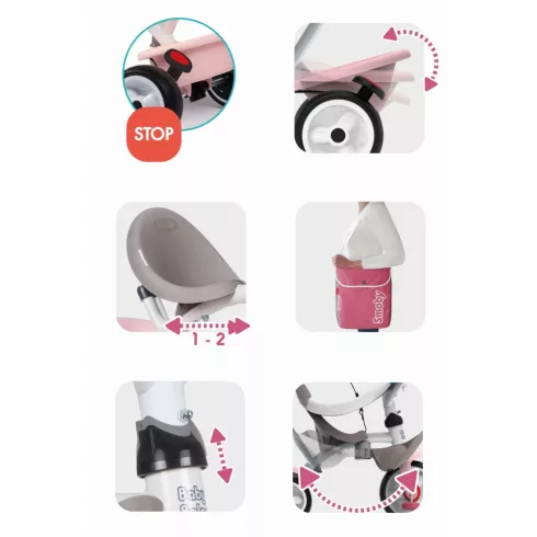 Smoby 741401 Baby Balade Plus pedálos fém tricikli napellenzővel