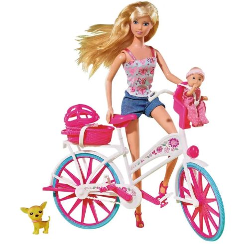 Steffi Love - Bicikliző Steffi baba kisbabával