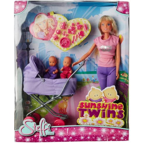 Steffi Love - Steffi baba ikrekkel és lila babakocsival (105738060)