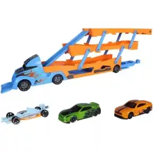   Super Wheelz autószállító kamion és pályaszett 3db kisautóval
