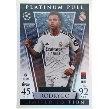  Topps Match Attax Platinum Pull Limited Edition Rodrygo Goes focis kártya, Real Madrid CF