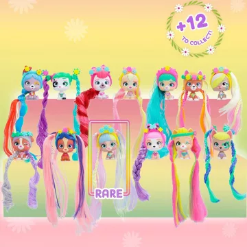   VIP Pets Spring Vibes - Meglepetés mini kutya figura hosszú hajjal és virág tetoválással S3