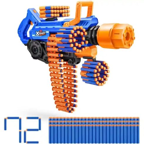 X-Shot Insanity Smoking Barrel! játék szivacslövő golyószóró gépfegyver füst és fény funkcióval, 72db lövedékkel